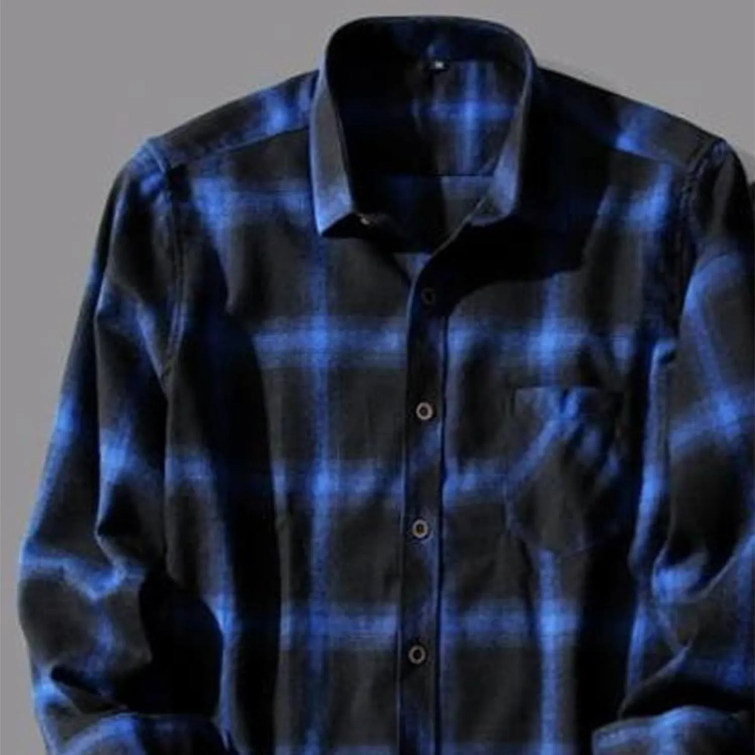 Mens Flannel Plaid Shirts Long Sleeve Casual Button Down Shirt Relaxed Fit Lightweight Pockets Gingham Shirt for Work