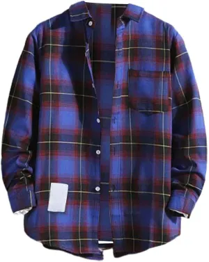 Mens Flannel Shirts Men Fashion Casual Fashionable Square Printing Lightweight Long Sleeve Flannel Shirt for Men