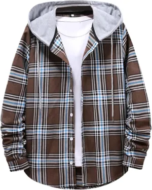 Mens Flannel Shirts Men Fashion Casual Fashionable Square Printing Lightweight Long Sleeve Flannel Shirt for Men