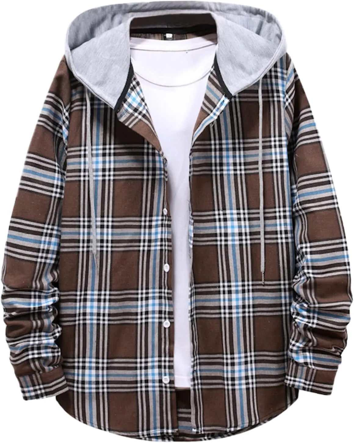 Mens Flannel Shirts Men Fashion Casual Fashionable Square Printing Lightweight Long Sleeve Flannel Shirt for Men