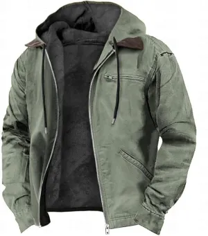 Men's Fleece Lined Hooded Winter Jackets Coats Thicken Warm Hoodie Sweatshirt Jacket with Multi Pockets
