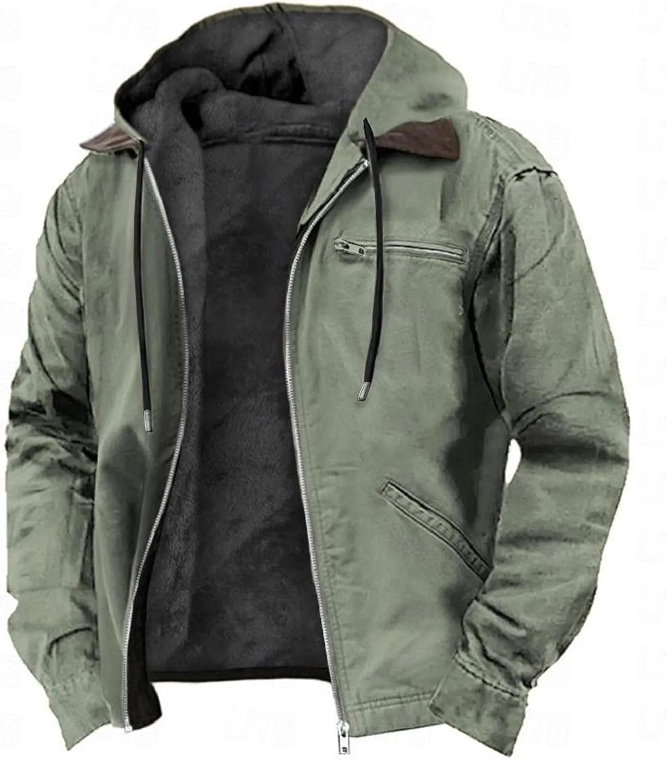 Men's Fleece Lined Hooded Winter Jackets Coats Thicken Warm Hoodie Sweatshirt Jacket with Multi Pockets