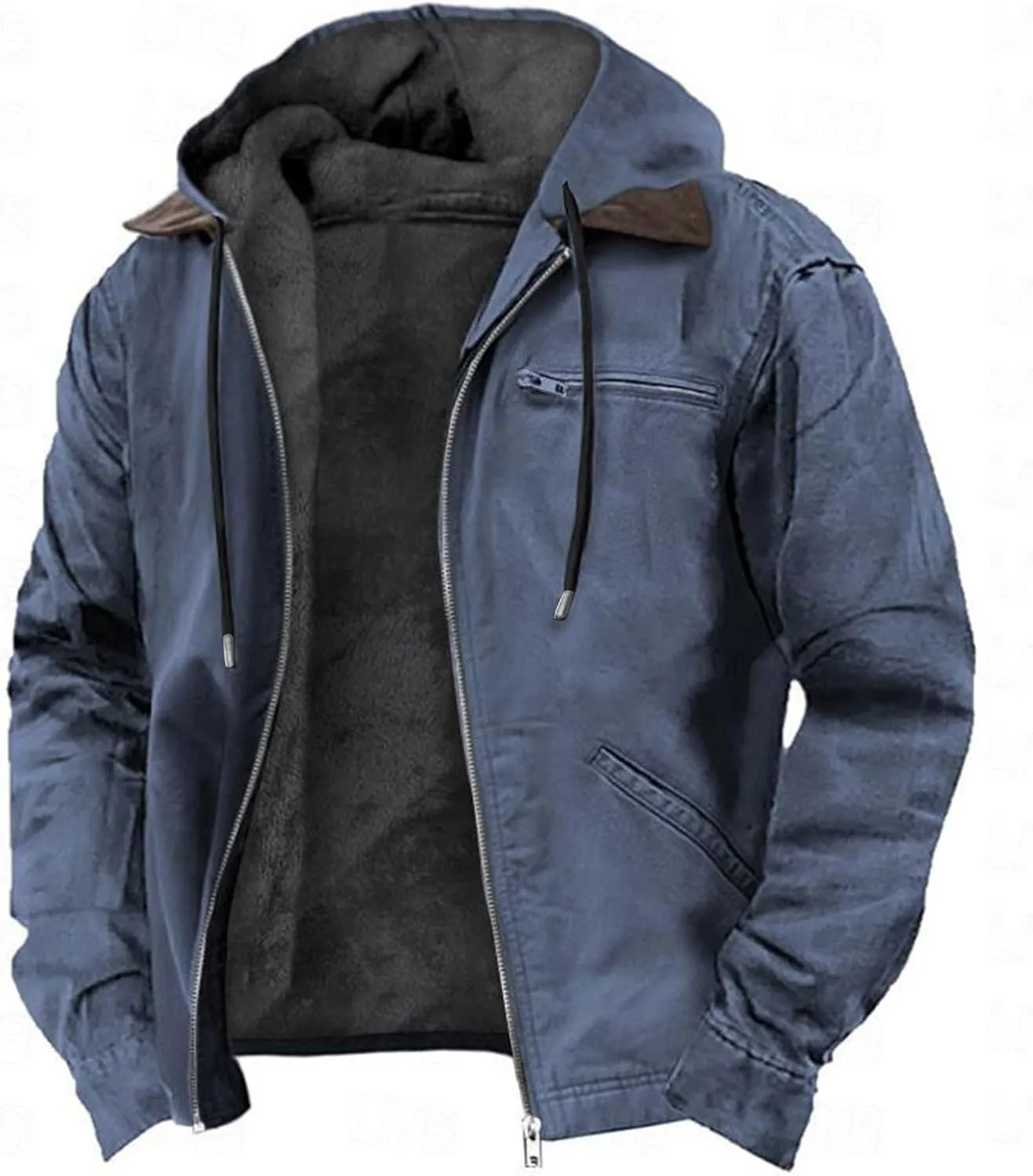 Men's Fleece Lined Hooded Winter Jackets Coats Thicken Warm Hoodie Sweatshirt Jacket with Multi Pockets
