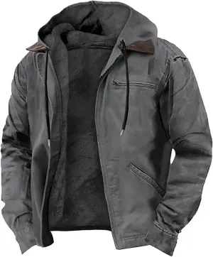 Men's Fleece Lined Hooded Winter Jackets Coats Thicken Warm Hoodie Sweatshirt Jacket with Multi Pockets