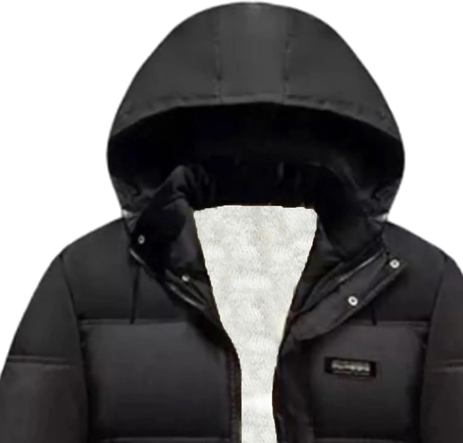 Men's Fleece Lined Puffer Jacket Winter Down Coat with Removable Hood
