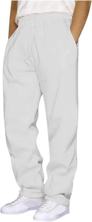 Mens Fleece Sweatpants Heavyweight Casual Athletic Track Pants Open Bottom Baggy Pants with Pockets Joggers