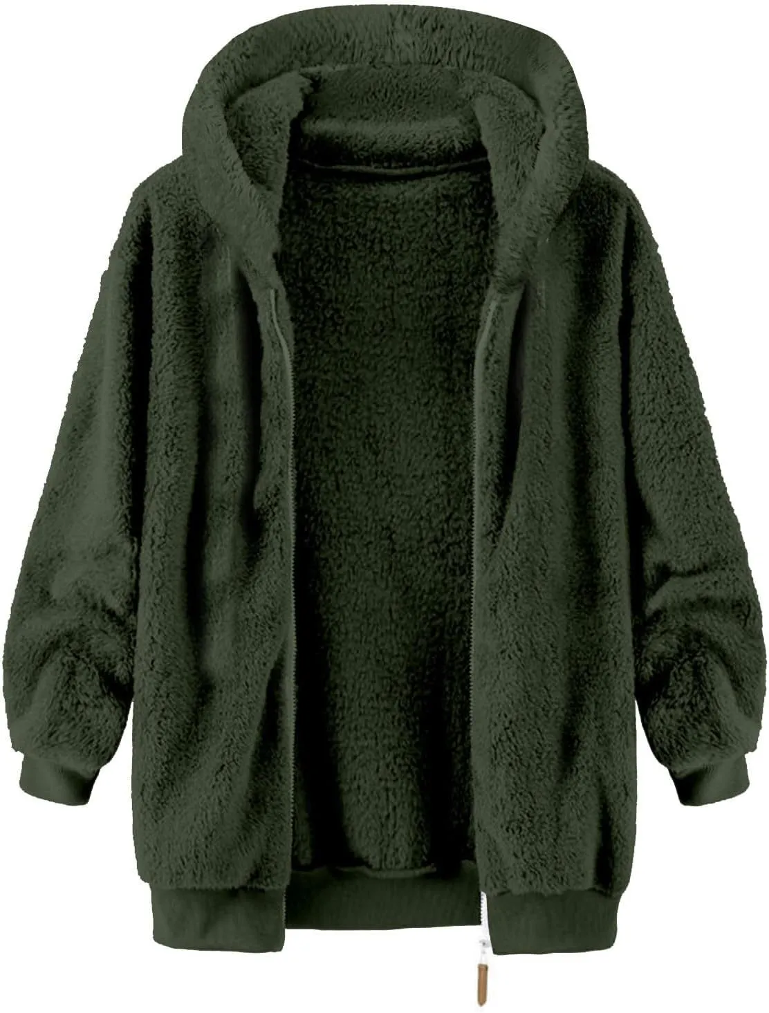 Men's Fuzzy Fleece Hoodie Jacket Zip Up Hooded Sweatshirts Sherpa Warm Winter Coats Tops with Pockets