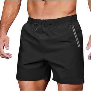 Mens Gym Workout Shorts Lightweight Bodybuilding Athletic Quick Dry Shorts Running Training with Zip Pockets