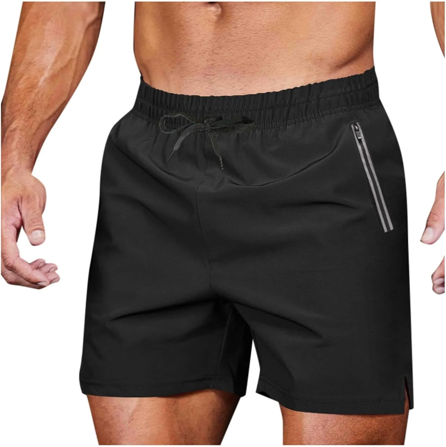 Mens Gym Workout Shorts Lightweight Bodybuilding Athletic Quick Dry Shorts Running Training with Zip Pockets