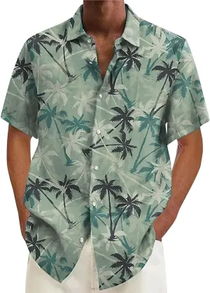 Mens Hawaiian Shirt Beach Button Down Short Sleeve Casual Stylish Big and Tall Floral Summer Tropical Vacation Tops