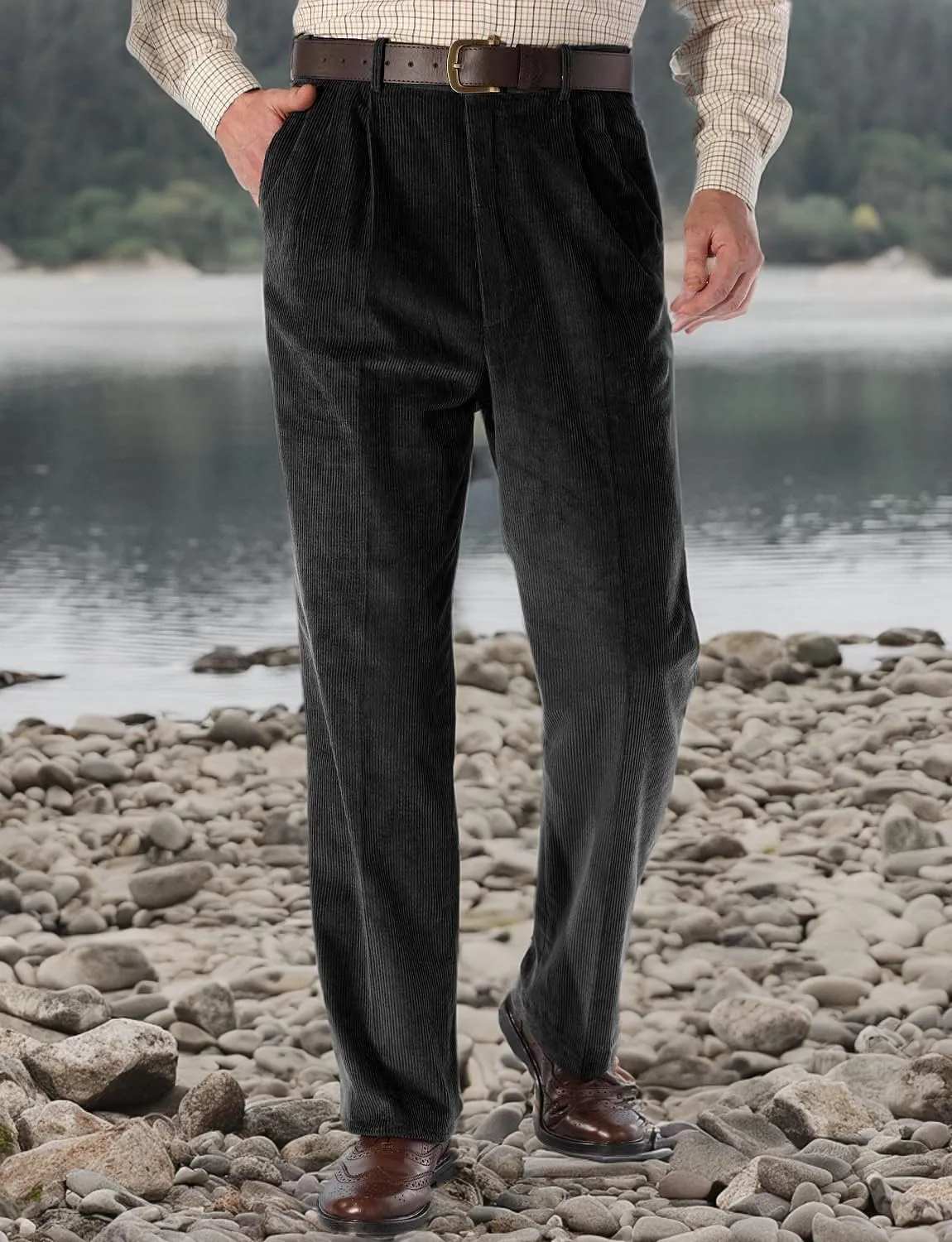 Men's HIGH-Rise Pants Luxury Cotton Corduroy Trousers