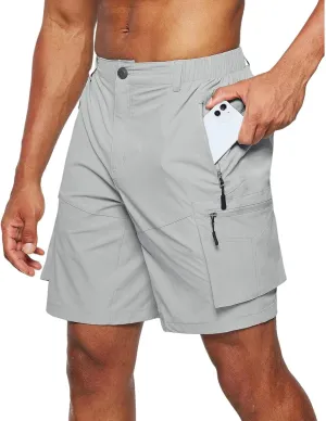 Men's Hiking Cargo Shorts Quick Dry Activewear Running Shorts Lightweight Outdoor Work Shorts for Golf Camping Casual