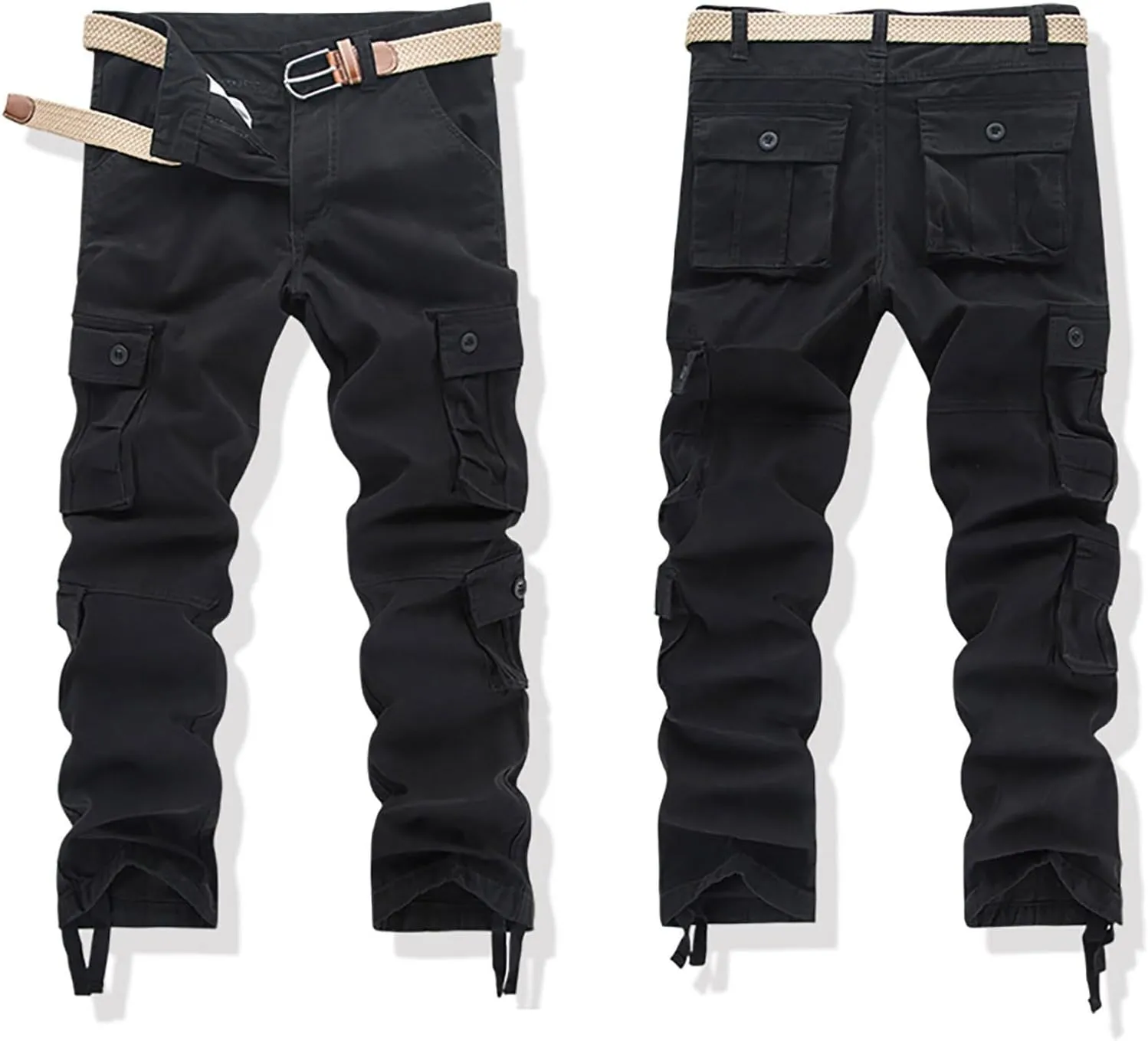 Mens Hiking Pants Cargo Trousers Hiking Pants 8 Pocket Plain Comfort Breathable Outdoor Daily Going Out Baggy Pants