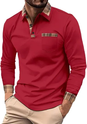Mens Knit Polo Shirts Long Sleeved Loose Comfortable Gradient Simple T Shirt Casual Button Classic Work Shirt Mens