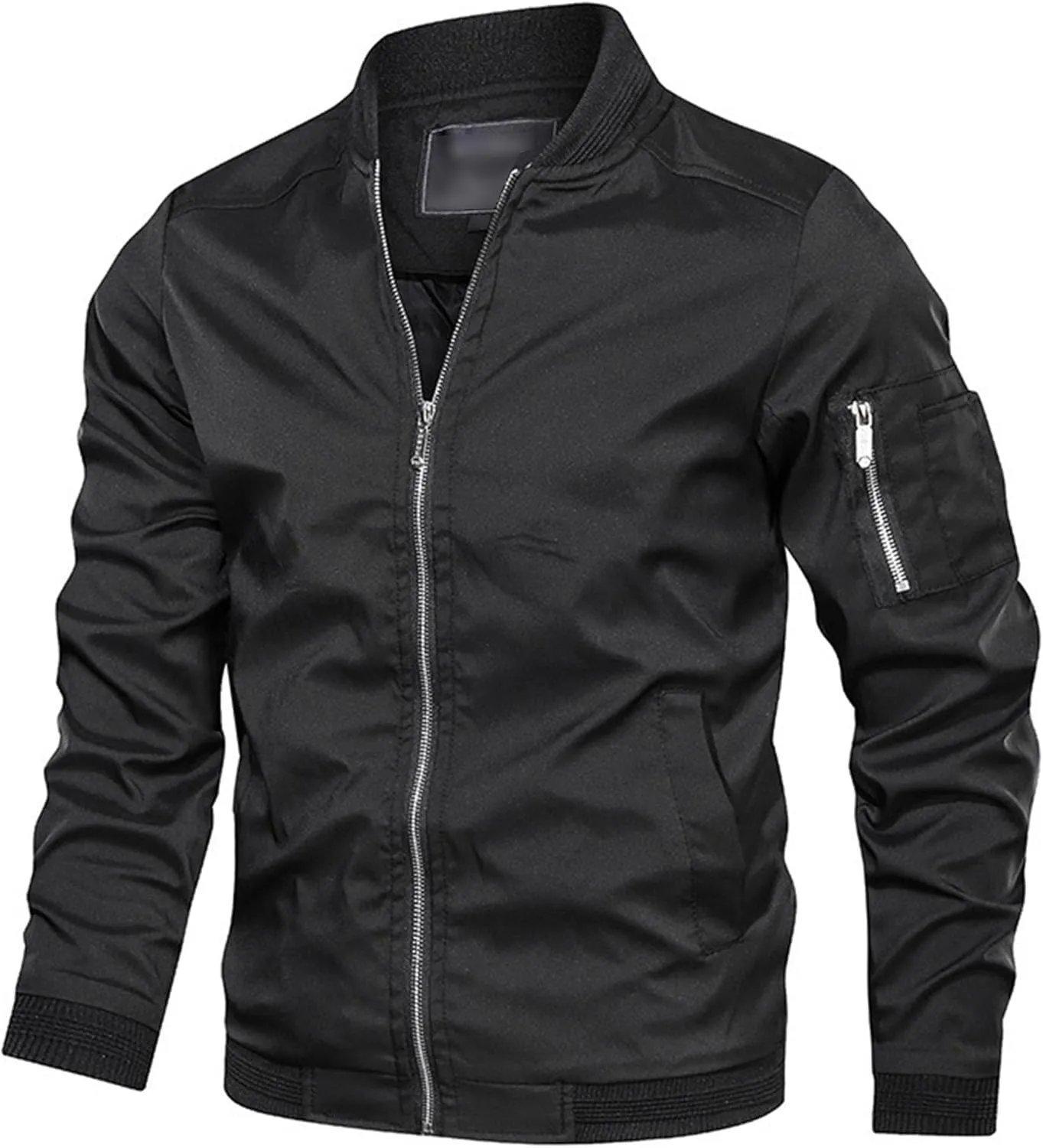 Men's Lightweight Baseball Bomber Jacket Full Zip Stand Collar Varsity Jackets Windproof Outdoor Windbreaker