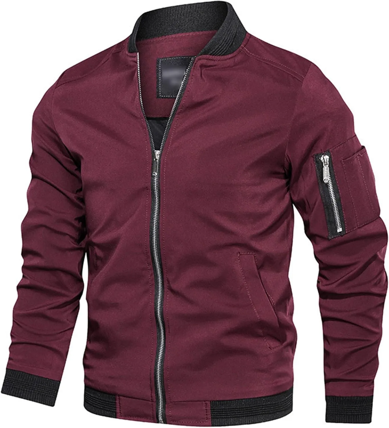 Men's Lightweight Baseball Bomber Jacket Full Zip Stand Collar Varsity Jackets Windproof Outdoor Windbreaker