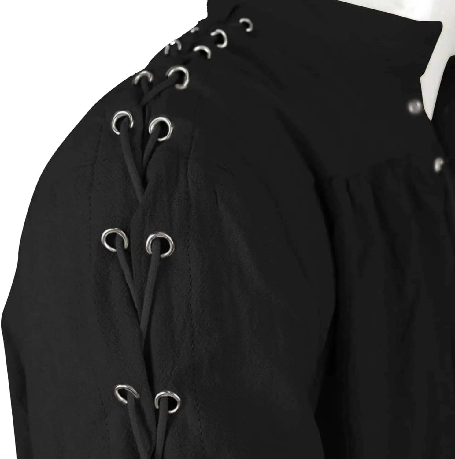 Mens Medieval Shirt Long Sleeve Gothic Top Steampunk Shirts Lace Up Pullover Cosplay Clothes Vintage Tees Blouses