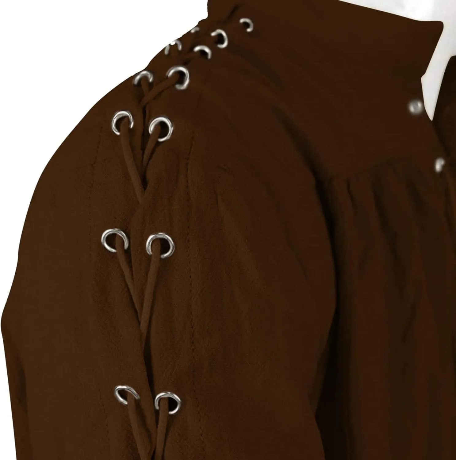 Mens Medieval Shirt Long Sleeve Gothic Top Steampunk Shirts Lace Up Pullover Cosplay Clothes Vintage Tees Blouses