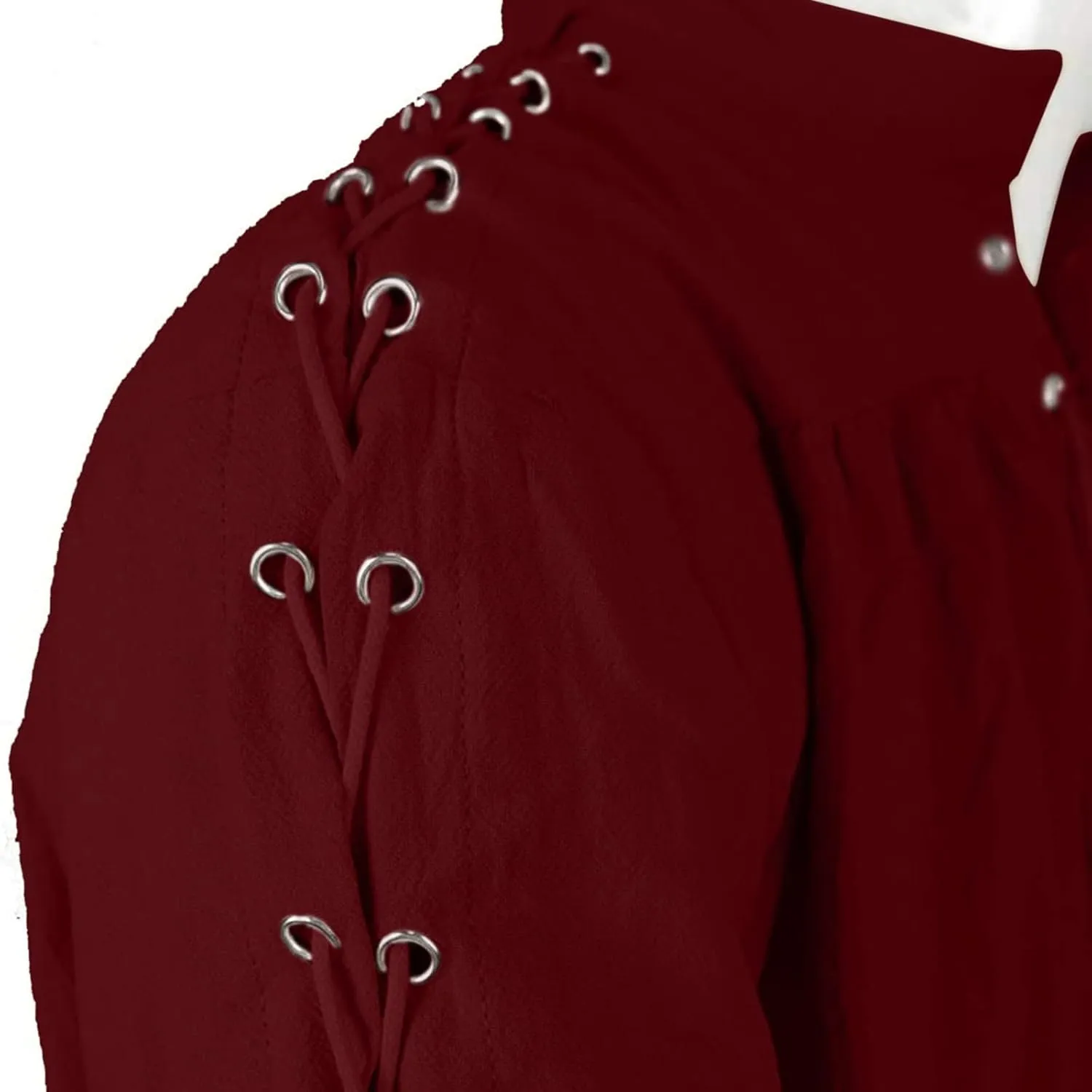 Mens Medieval Shirt Long Sleeve Gothic Top Steampunk Shirts Lace Up Pullover Cosplay Clothes Vintage Tees Blouses