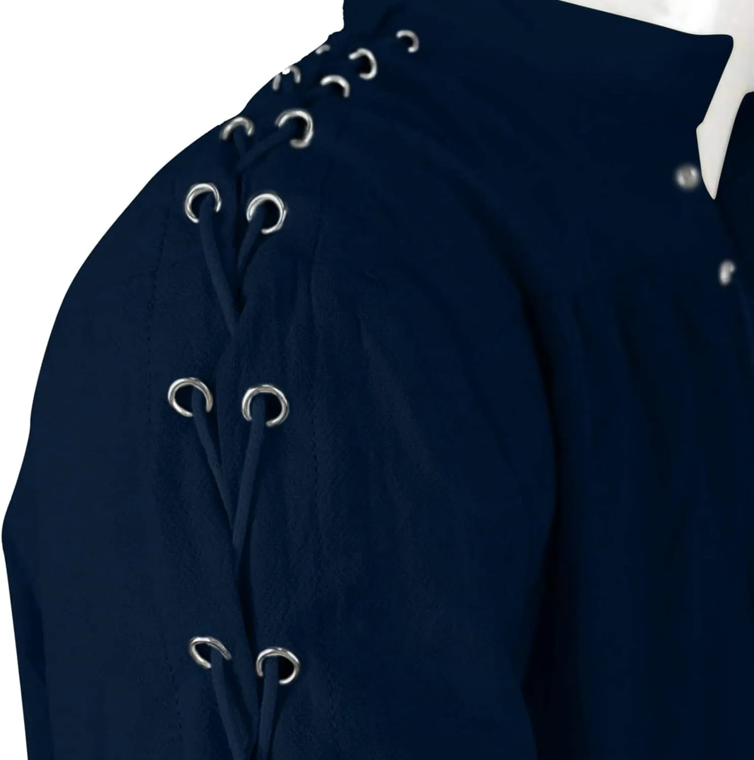 Mens Medieval Shirt Long Sleeve Gothic Top Steampunk Shirts Lace Up Pullover Cosplay Clothes Vintage Tees Blouses