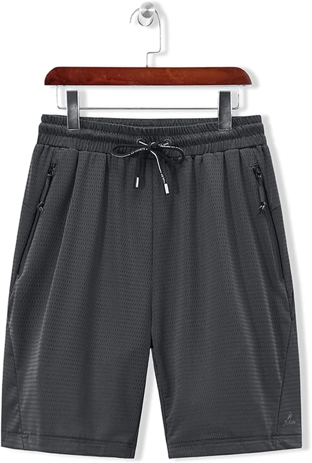 Men's Mesh Quick Dry Athletic Shorts with Zipper Pocket Elastic Waist Drawstring Breathable Gym Running Shorts
