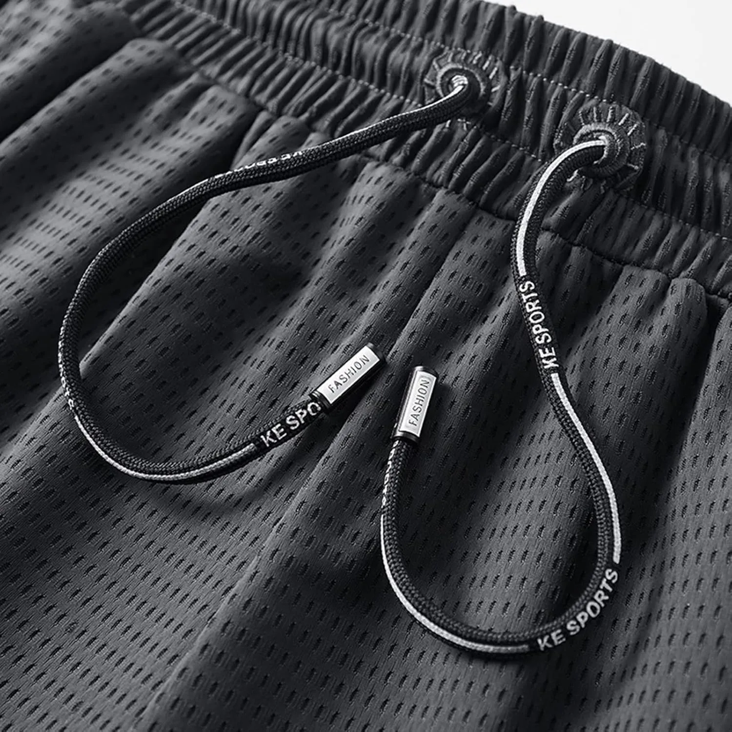 Men's Mesh Quick Dry Athletic Shorts with Zipper Pocket Elastic Waist Drawstring Breathable Gym Running Shorts