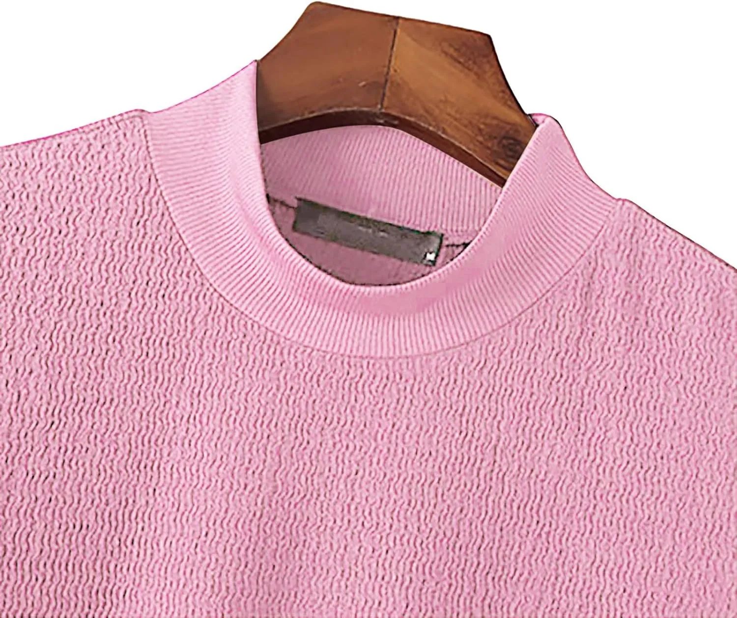 Men's Mock Turtleneck Sweater Trendy Knit Short Sleeve T Shirts Ribbed Knit Pullover Slim Fit Basic Solid Tees 2025