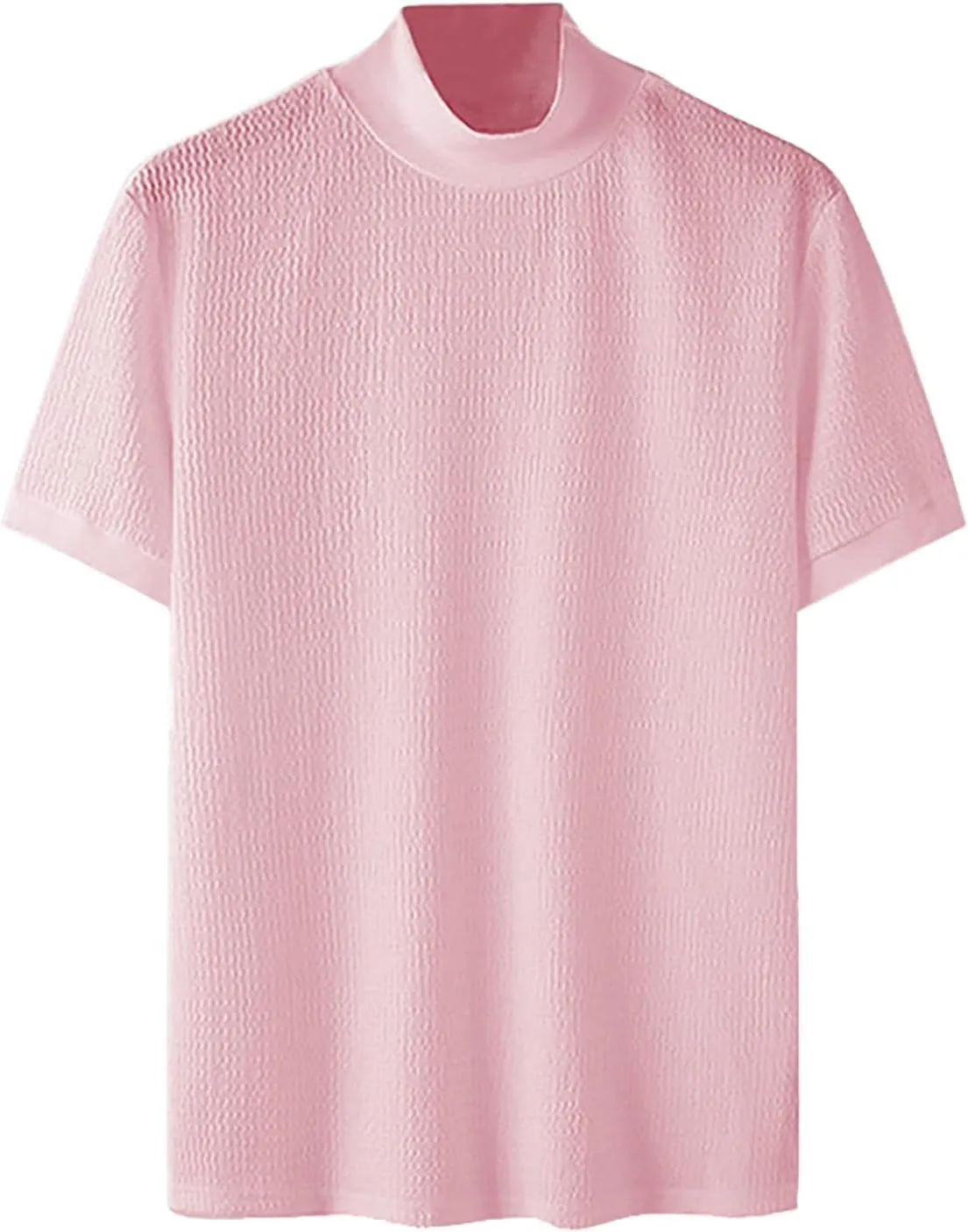 Men's Mock Turtleneck Sweater Trendy Knit Short Sleeve T Shirts Ribbed Knit Pullover Slim Fit Basic Solid Tees 2025