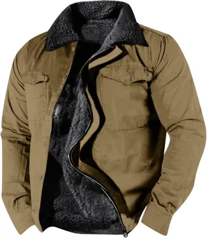 Men's Outdoor Winter Jacket Trucker Hunting Heavyweight Jackets Flannel Shirts Hiking Fishing Travel Coat for Men