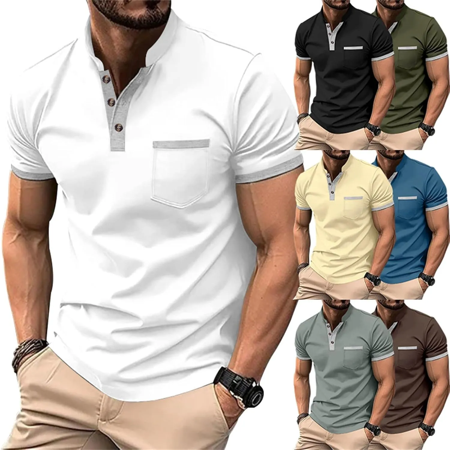Mens Polo Shirts Short Sleeve Quick Dry Sports Tactical T-Shirt Athletic Moisture Wicking Golf Daily Collared Tees