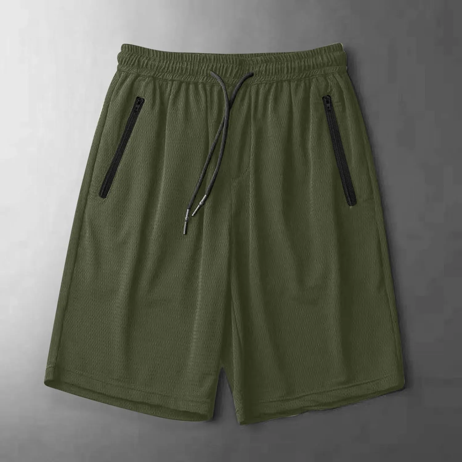 Mens Quick Dry Running Shorts with Zipper Pocket Drawstring Waist Summer Breathable Ice Silk Workout Short Pants