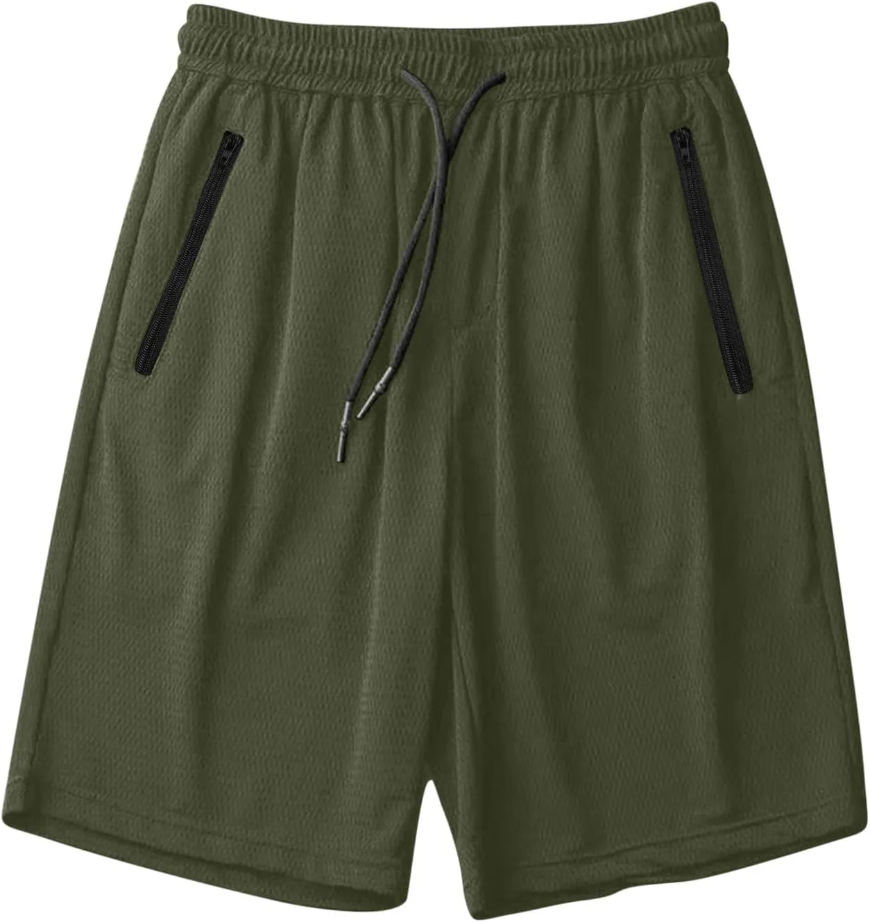 Mens Quick Dry Running Shorts with Zipper Pocket Drawstring Waist Summer Breathable Ice Silk Workout Short Pants