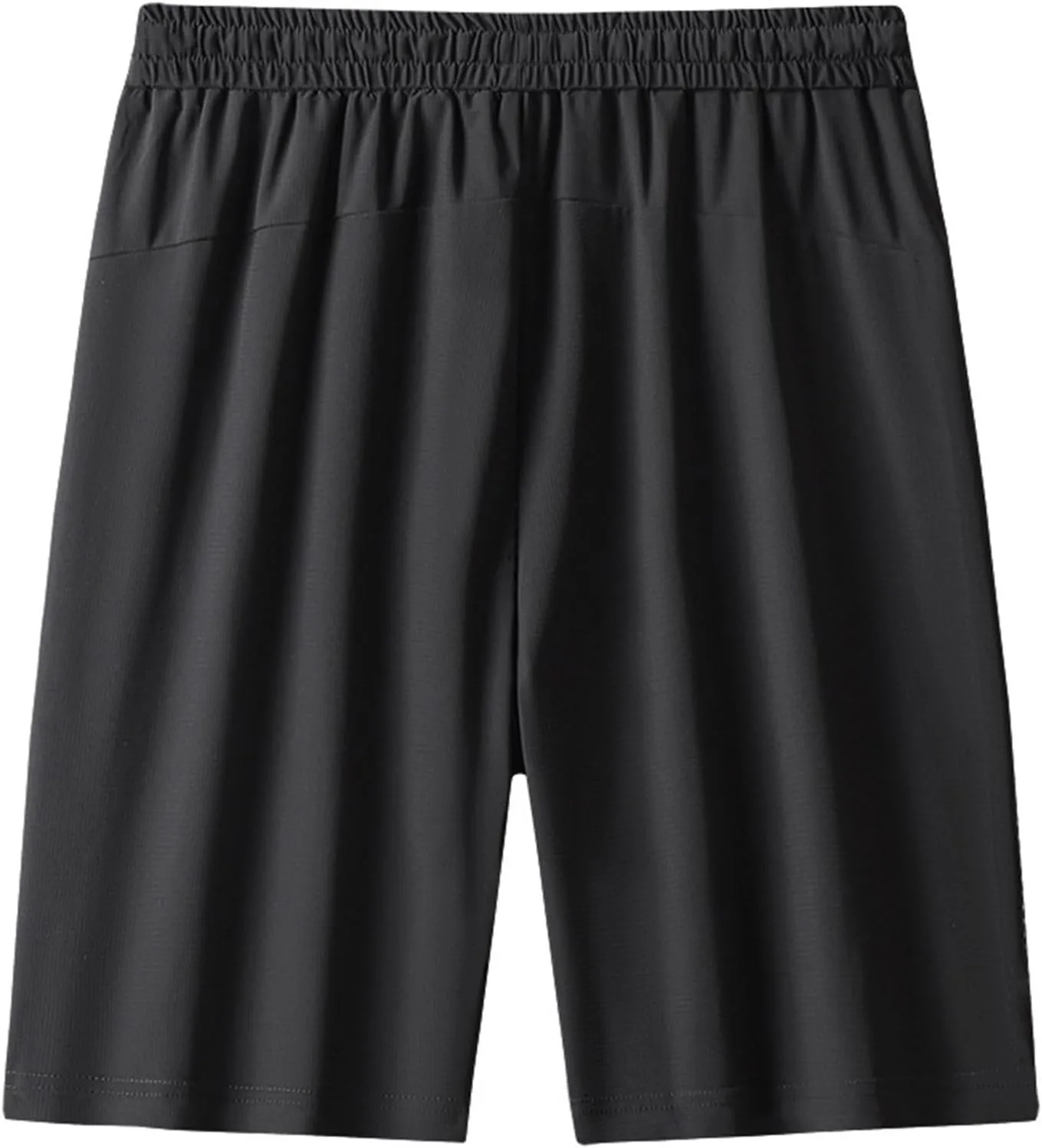 Men's Quick Dry Shorts Casual Solid Drawsting Elastic Waisted Mesh Running Short Pants with Pockets