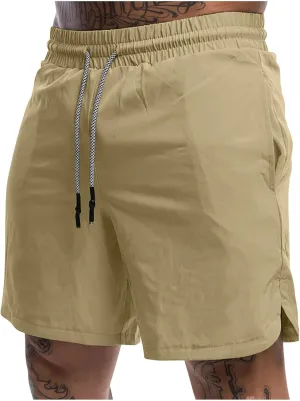 Men's Running Athletic Shorts 7" Gym Workout Lightweight Elastic Waist Quick Dry Shorts Side Slit Sweat Shorts with Pockets