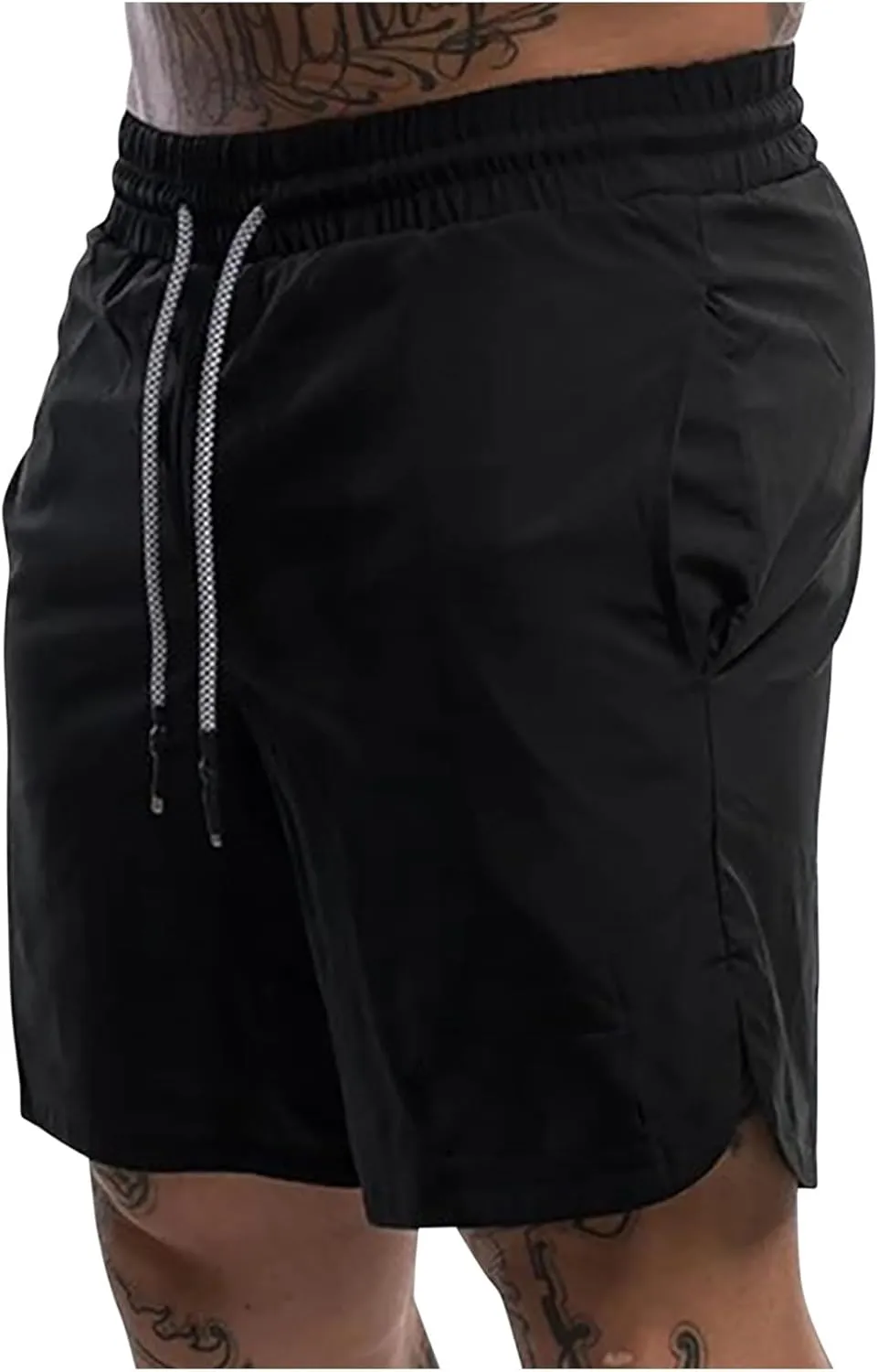 Men's Running Athletic Shorts 7" Gym Workout Lightweight Elastic Waist Quick Dry Shorts Side Slit Sweat Shorts with Pockets