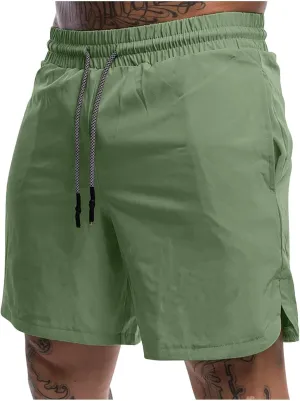Men's Running Athletic Shorts 7" Gym Workout Lightweight Elastic Waist Quick Dry Shorts Side Slit Sweat Shorts with Pockets