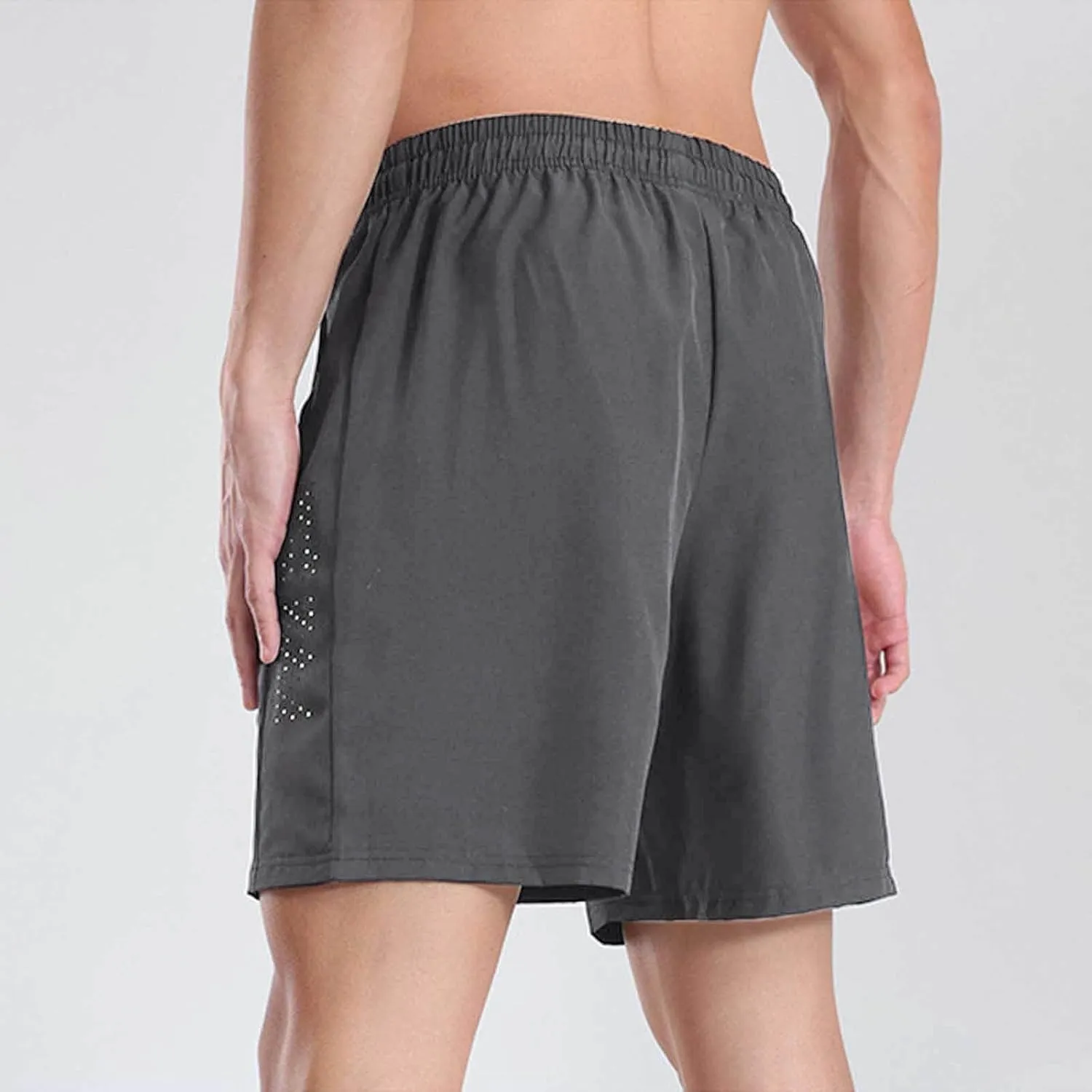 Mens Running Bermuda Shorts Summer Athletic Workout Quick Dry Shorts Drawstring Elastic Waist Lightweight Gym Short