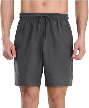 Mens Running Bermuda Shorts Summer Athletic Workout Quick Dry Shorts Drawstring Elastic Waist Lightweight Gym Short