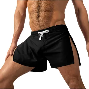 Mens Running Shorts 3 Inch Lightweight Drawstring Waist Athletic Shorts Summer Quick Dry High Split Gym Yoga Shorts