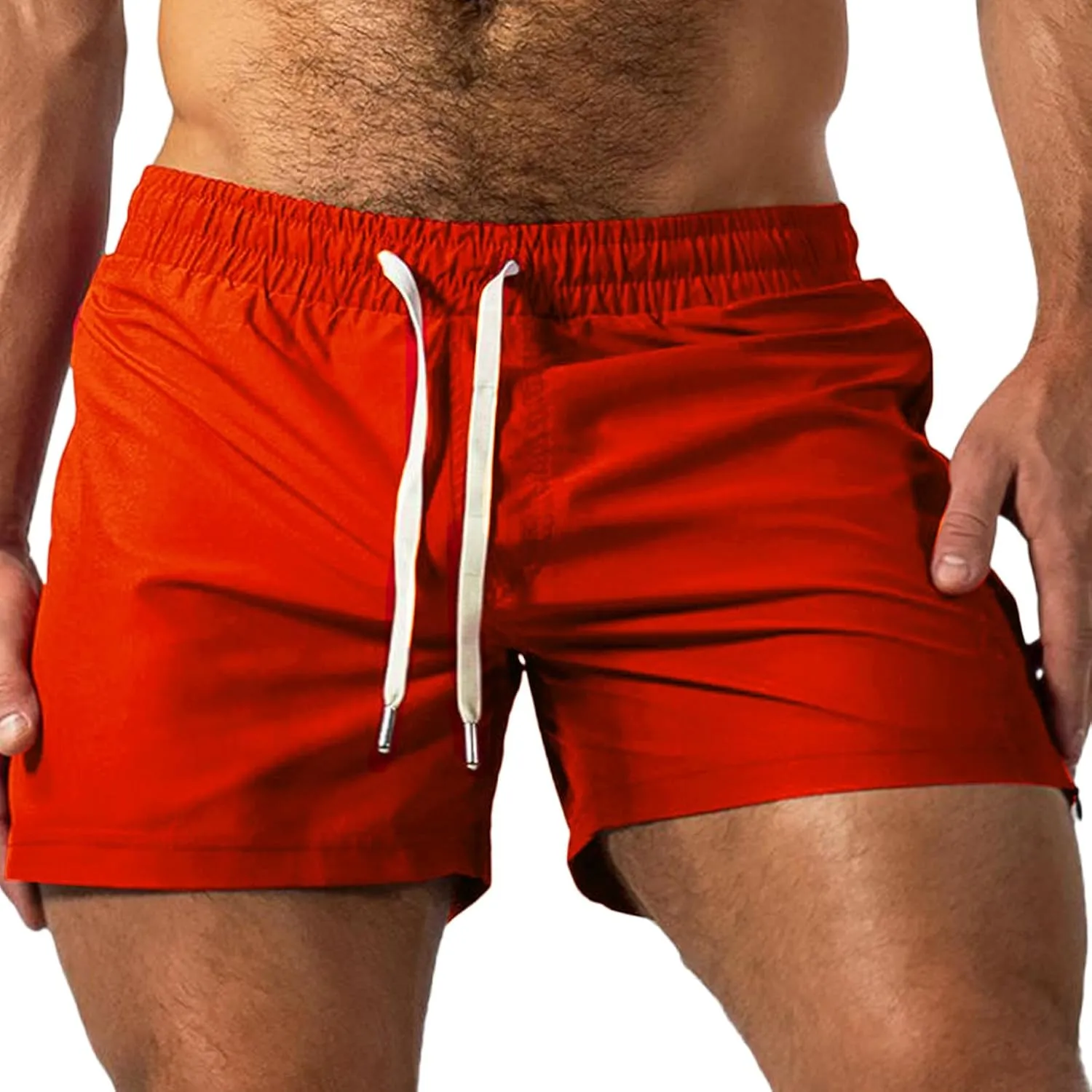 Mens Running Shorts 5 Inch Lightweight Drawstring Waist Athletic Shorts Summer Quick Dry Split Gym Workout Shorts