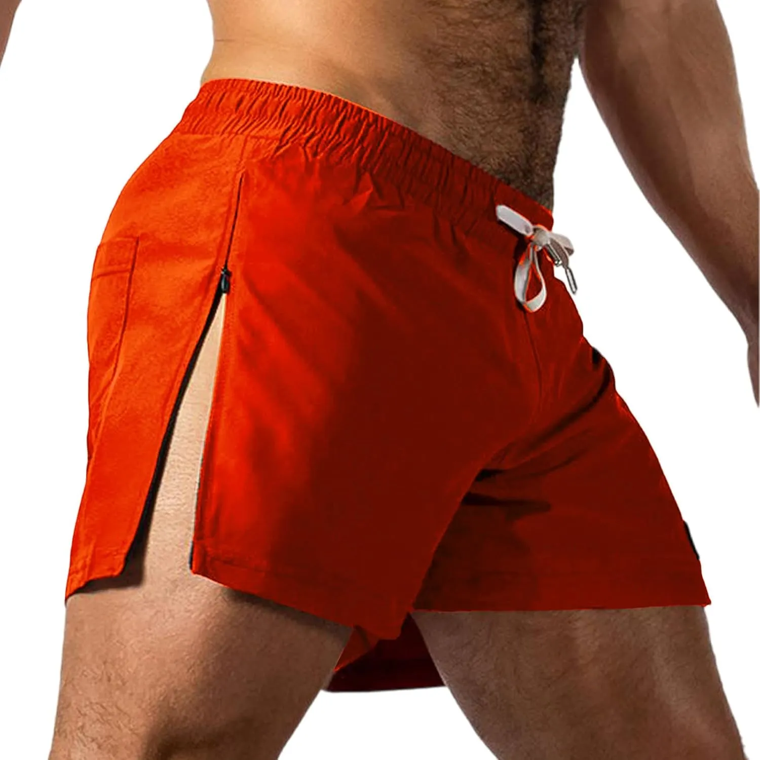 Mens Running Shorts 5 Inch Lightweight Drawstring Waist Athletic Shorts Summer Quick Dry Split Gym Workout Shorts