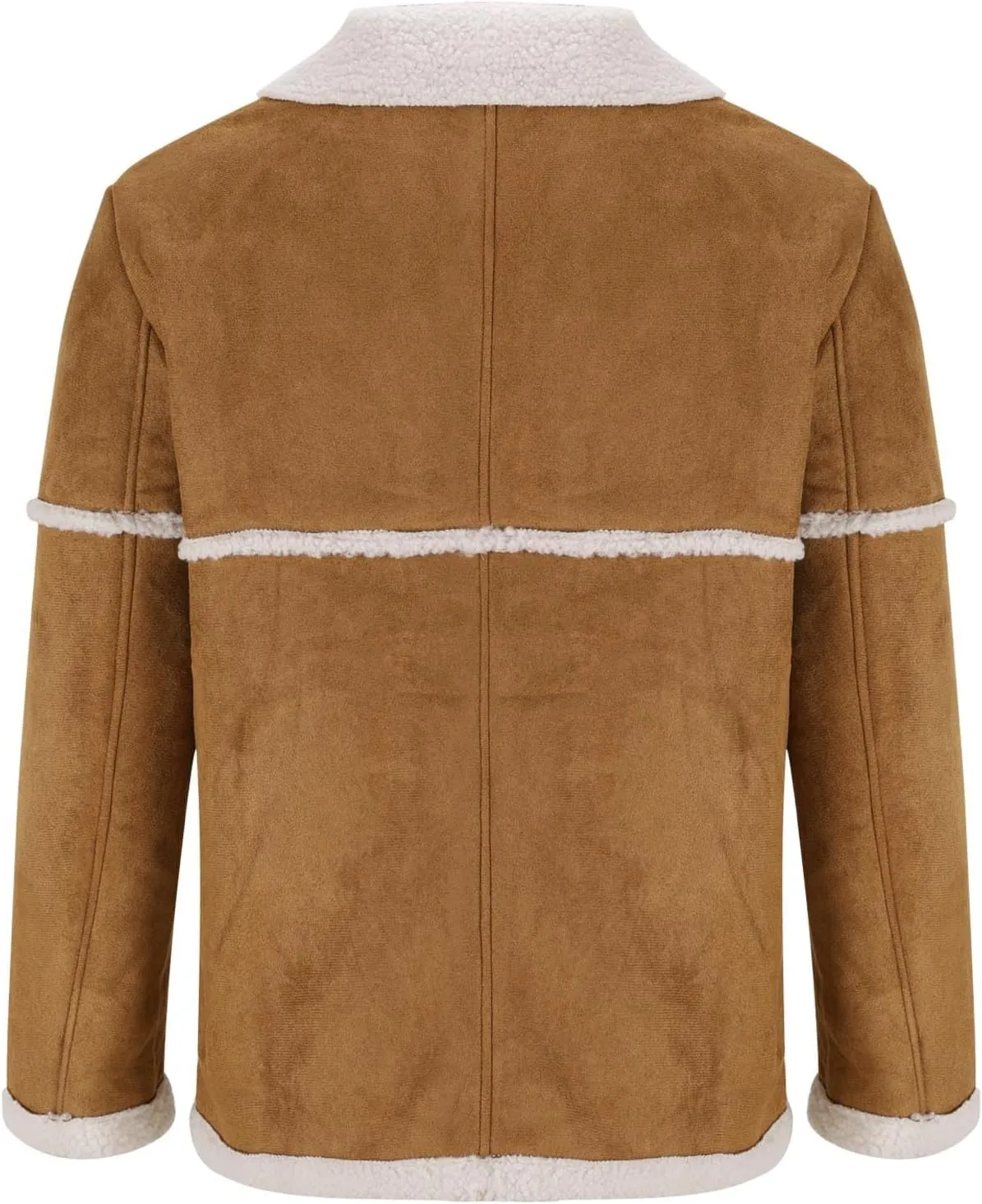 Men's Sherpa Lined Suede Jacket Winter Warm Motorcycle Trucker Coat