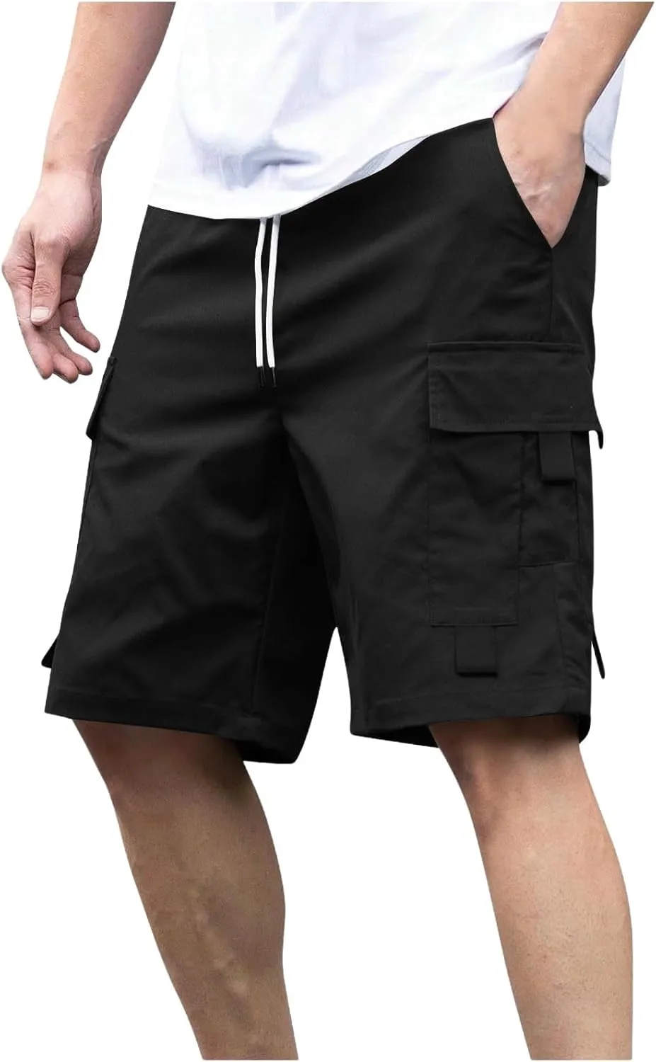 Mens Shorts Casual Loose Fit Cool Summer Outdoor Camp SweatShorts Fashion Drawstring Straight Shorts Leg with Pocket