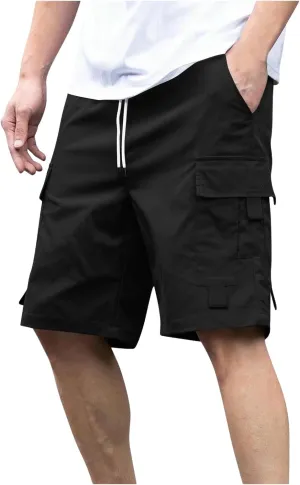 Mens Shorts Casual Loose Fit Cool Summer Outdoor Camp SweatShorts Fashion Drawstring Straight Shorts Leg with Pocket