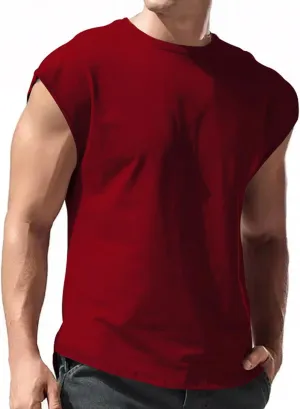 Men's Sleeveless Tank Tops Bodybuilding Gym Workout Cut Off Muscle Shirts Casual Acid Wash Cotton Beach Tee Shirt