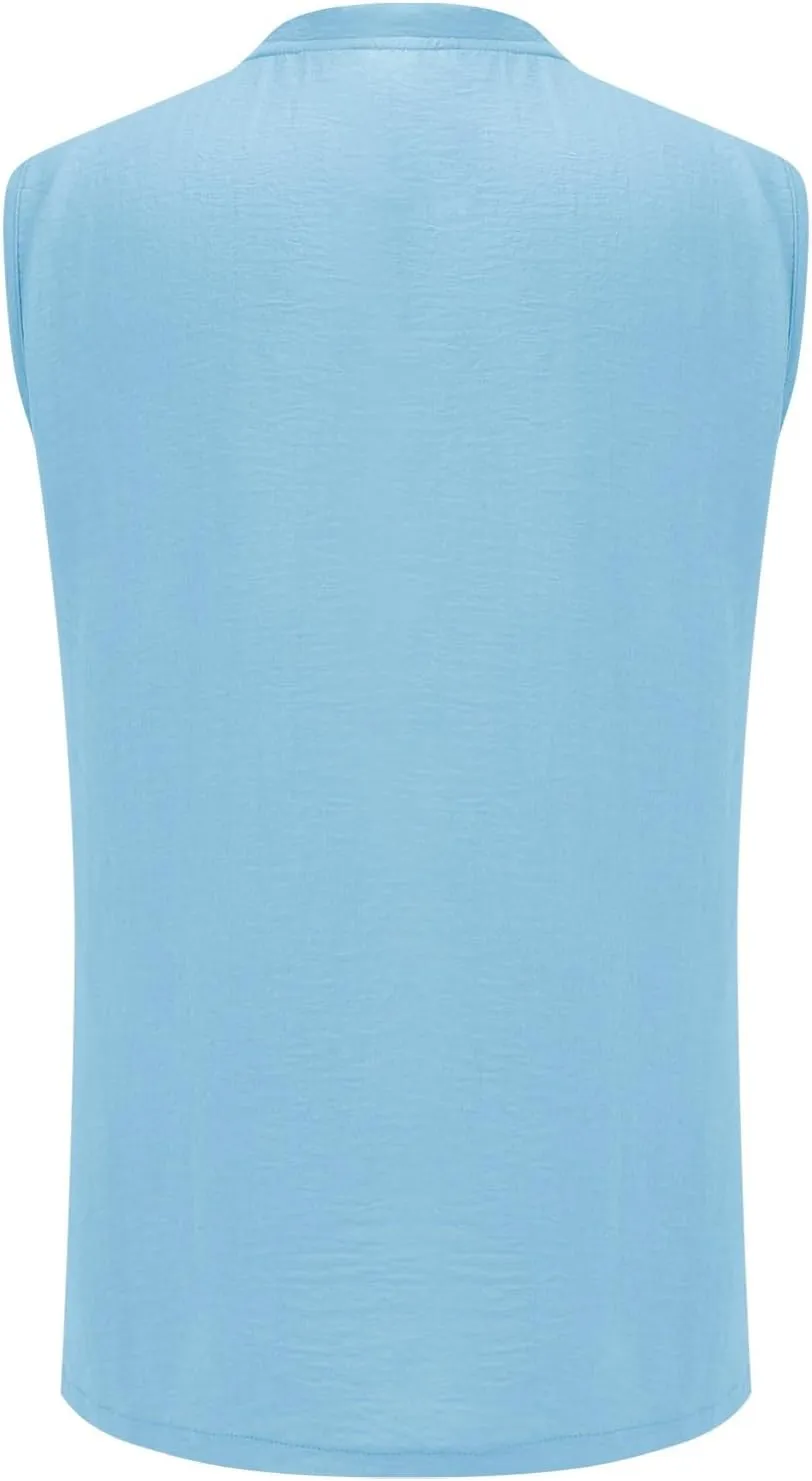 Men's Sleeveless Tank Tops Trendy V Neck Muscle Cut Off Shirts Quick Dry Gym Running Workout Bodybuilding Shirt Summer