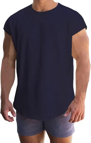 Men's Sleeveless Tank Tops Workout Athletic Muscle Cut Shirts Moisture Wicking Quick Dry Sport Big and Tall Tee Shirt