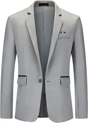 Mens Slim Fit Blazer Jacket Business Casual Party Wedding Workwear One Button Notched Lapel Suit Jacket Sports Coat