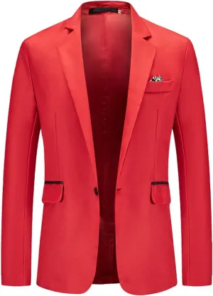 Mens Slim Fit Blazer Jacket Business Casual Party Wedding Workwear One Button Notched Lapel Suit Jacket Sports Coat