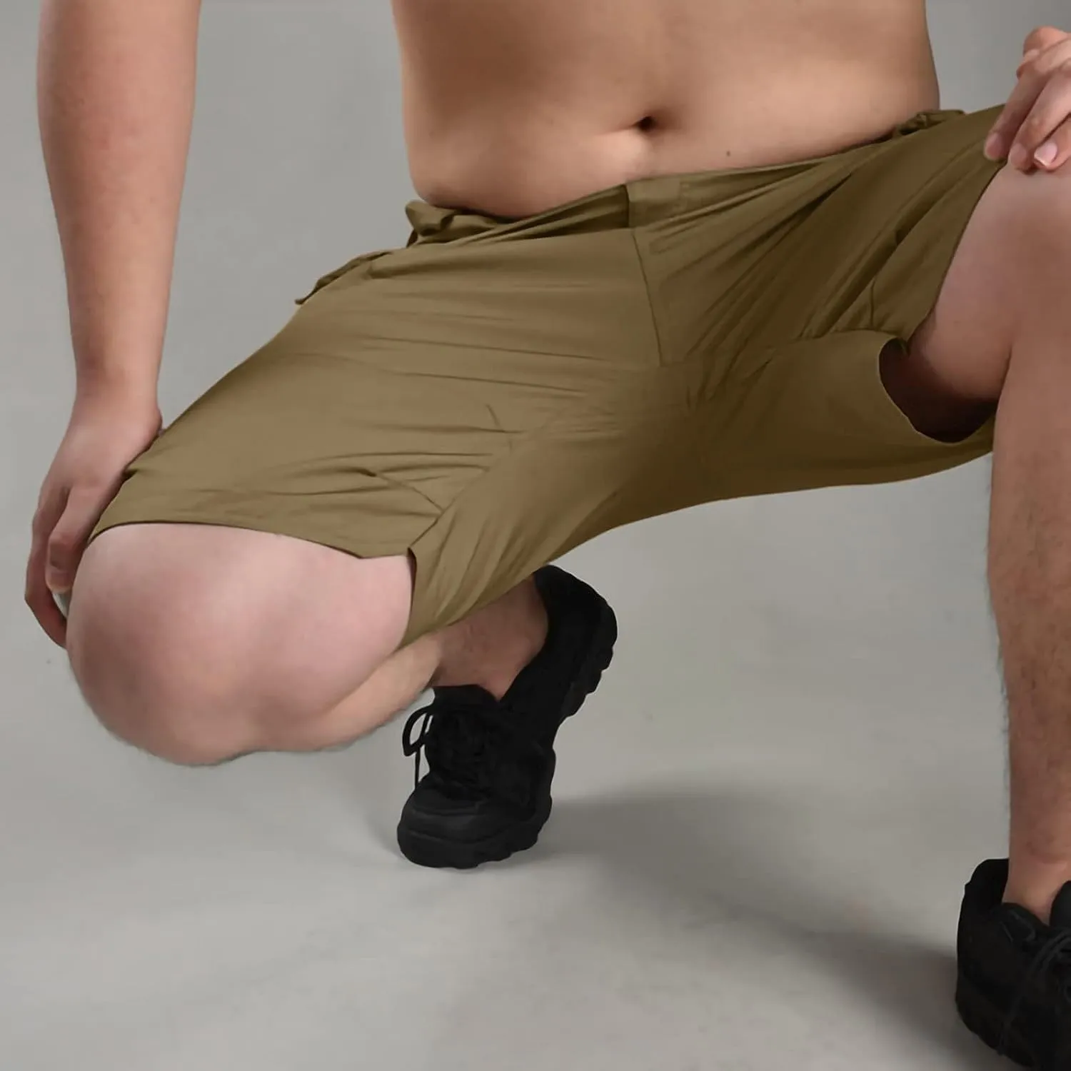 Men's Stretch Cargo Casual Elastic Waist Drawstring Lightweight Shorts Relaxed Summer Short with Multi Pockets